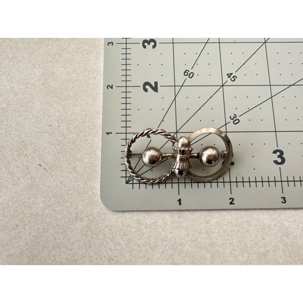 Antique Solid Sterling Silver Double Circle Spher… - image 7